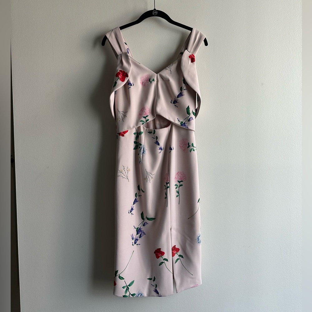 ELLIATT Archibald Pale Blush Floral Print Cutout Midi Dress, Size S